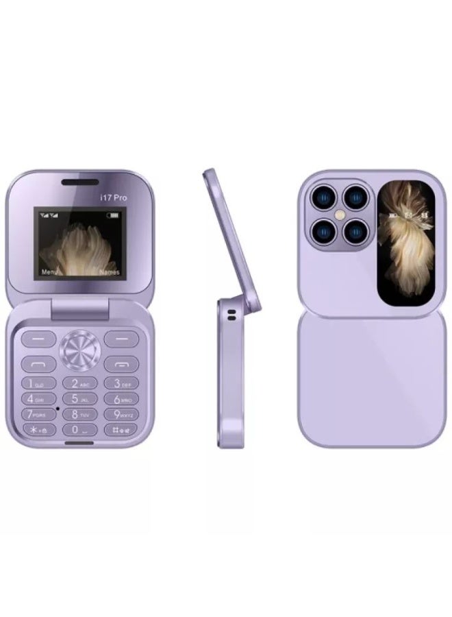 i17 Pro Flip Mini Phone – Retro Keypad Mobile, Dual SIM, Sleek Compact Design